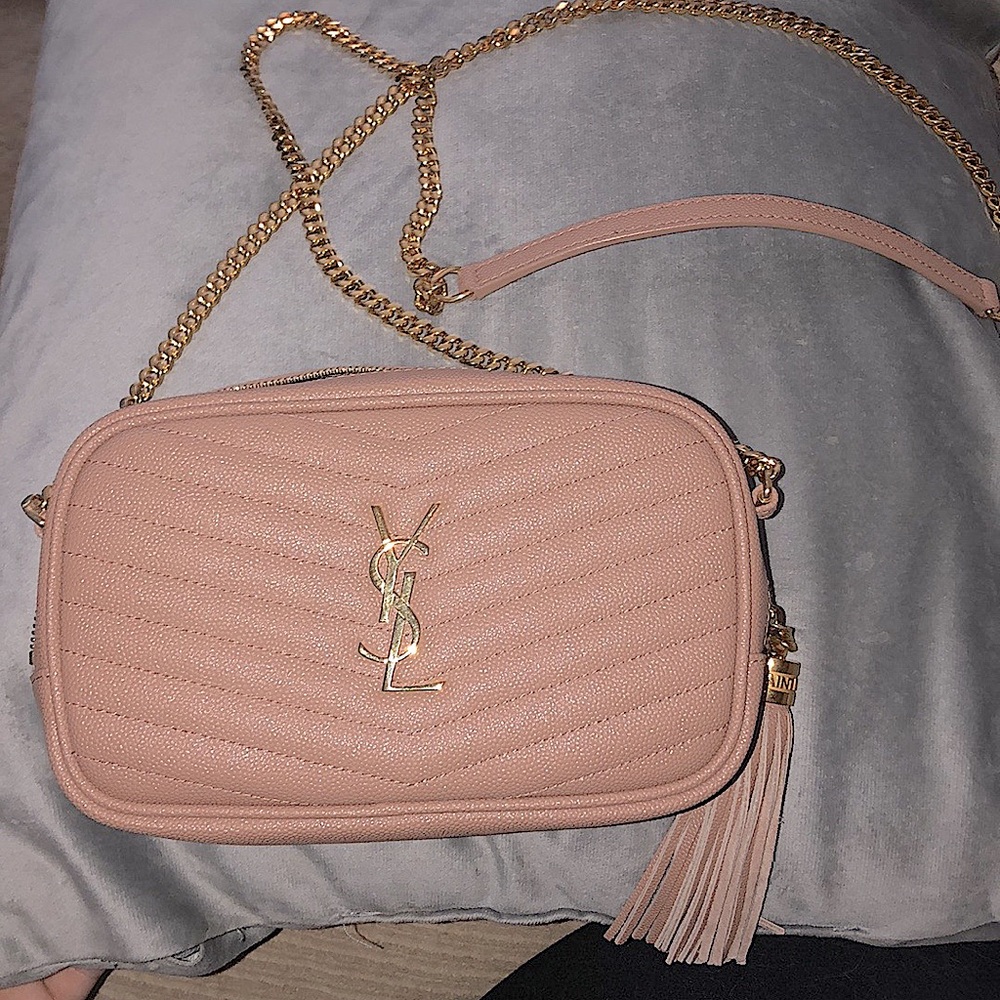 This is a PEACH SAINT LAURENT MINI CROSSBODY BAG